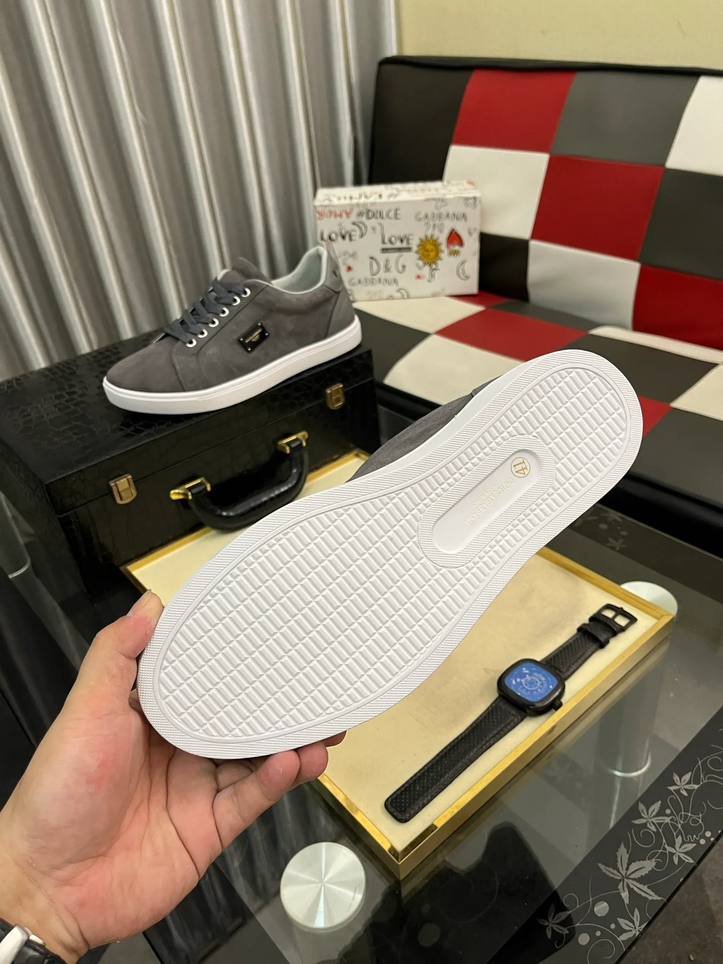 Men's shoes 💰400⌚️⌚️New DG Dolce & Gabbana high-end couple's sports and casual shoes, imported cowhide, multiple material splicing design➕Imported cowhide lining, cowhide foot pads➕Original TPR elastic outsole. Size: 38-46